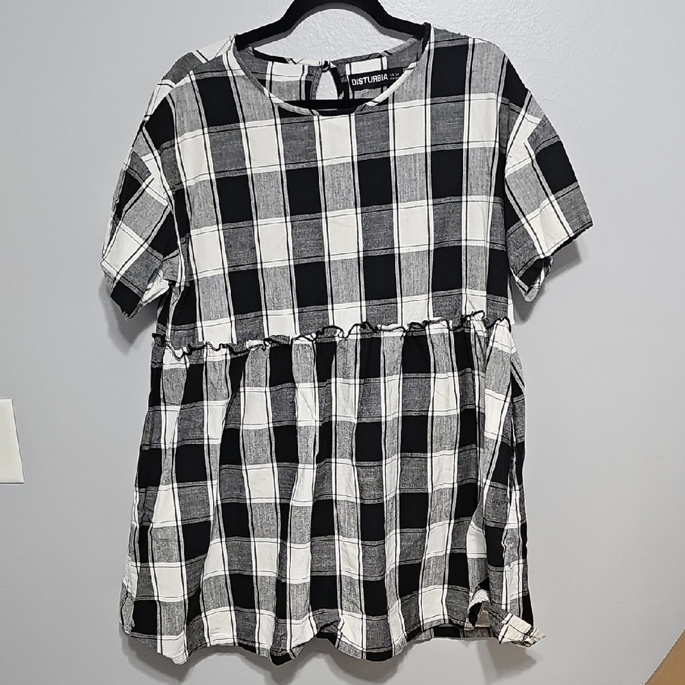 Disturbia Monochrome Checkered Tunic